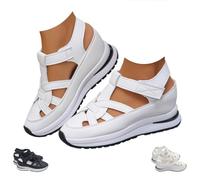 Generico Women's Closed Toe Sandals Comfortable Wedge Sneaker Sandal for Women, Breathable Hollow Out Platform Walking Shoes with Side Zip, Summer Casual Orthopedic Sandal (white,36)