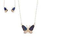 Generico Women's Color Changing Butterfly Necklace, Temperature Sensing Color Changing Butterfly Pendant Necklace,Butterflys Zirconia Pendant with Magnetic Clasp (A)