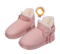 Generico Women's Comfortable Winter Warm Slip On Orthopedic Short Boots, Winter Bow Plush Snow Ankle Boots for Outdoor Walking (Pink,39)