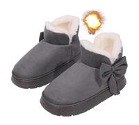 Generico Women's Comfortable Winter Warm Slip On Orthopedic Short Boots, Winter Bow Plush Snow Ankle Boots for Outdoor Walking (Gray,42)
