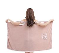 Generico Women'S Coral Fleece Bathrobe, Plus Size Women'S Wearable Shower Skirt, Water Absorption, Quick Drying Beauty, 2-Button Design Adjustable Closure(brown)