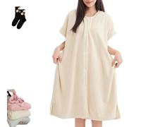 Generico Women's Cosy Hooded Textured Grid Bathrobe, 2026 New Plush Hooded Robes for Women, Soft Plush Buttonfor Home/Travel (White)