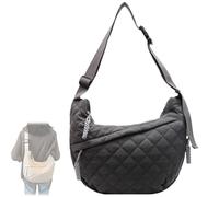 Generico Women's Crescent Puffer Tote Bag, Puffy Cotton Crossbody Bag, Lightweight Quilted Nylon Shoulder Bag Casual Crossbody Purse (gray)