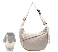 Generico Women's Crescent Puffer Tote Bag, Puffy Cotton Crossbody Bag, Lightweight Quilted Nylon Shoulder Bag Casual Crossbody Purse (white)
