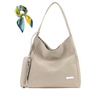 Generico Women's Drawstring Striped Casual Shoulder Bag,Vegan Leather Large Capacity Purse,Top Rope Handle Totes for Work Daily