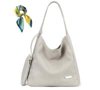 Generico Women's Drawstring Striped Casual Shoulder Bag,Vegan Leather Large Capacity Purse,Top Rope Handle Totes for Work Daily