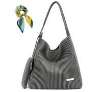 Generico Women's Drawstring Striped Casual Shoulder Bag,Vegan Leather Large Capacity Purse,Top Rope Handle Totes for Work Daily
