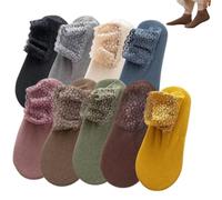 Generico Women's Fashion Lace Warm Socks, Multicolored Ankle Socks with Lace Trim, Non-Slip for Home & Floor Use (9pcs)