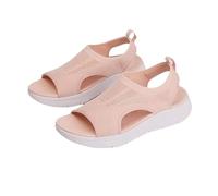 Generico Women's Flat Sandals Mesh Open Toe Elastic Slip on Slingback Comfort Casual Walking Sandals Washable Orthopedic Slide Sport Sandals Gladiator Outdoor Shoes (Pink,41)