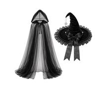 Generico Women's Lace Witch Cape, Lightweight Costume Cloak For Halloween
