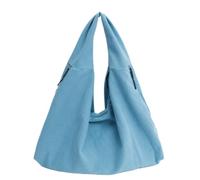 Generico Women's Large Capacity Corduroy Handbag, Solid Color Casual Shoulder Bag, Soft Fabric Daily Carryall Purse (Lake blue)