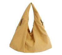 Generico Women's Large Capacity Corduroy Handbag, Solid Color Casual Shoulder Bag, Soft Fabric Daily Carryall Purse (Yellow)