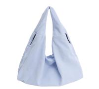 Generico Women's Large Capacity Corduroy Handbag, Solid Color Casual Shoulder Bag, Soft Fabric Daily Carryall Purse (Light blue)