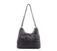 Generico Women's Large Capacity Fluffy Tote Bag,Winter Fall Warm Backpack,Cozy Fuzzys Plush Handbag for Daily Use Shopping (Grey)