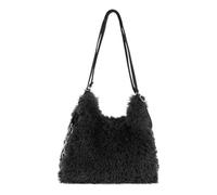 Generico Women's Large Capacity Fluffy Tote Bag,Winter Fall Warm Backpack,Cozy Fuzzys Plush Handbag for Daily Use Shopping (Black)