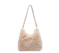 Generico Women's Large Capacity Fluffy Tote Bag,Winter Fall Warm Backpack,Cozy Fuzzys Plush Handbag for Daily Use Shopping (Khaki)