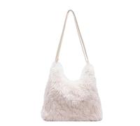 Generico Women's Large Capacity Fluffy Tote Bag,Winter Fall Warm Backpack,Cozy Fuzzys Plush Handbag for Daily Use Shopping (White)