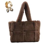 Generico Women's Large Capacity Plush Tote Bag, Soft Autumn Winter Top Handle Shoulder Bags, Fall Versatile Cozy Small Handbag