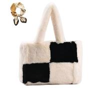 Generico Women's Large Capacity Plush Tote Bag, Soft Autumn Winter Top Handle Shoulder Bags, Fall Versatile Cozy Small Handbag