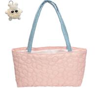 Generico Women's Large Flower Quilted Soft Tote Bag,Lightweight Casual Shoulder Floral Handbag,Cute Trendy Tote Bag for Work Travel Gym (Pink)