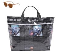 Generico Women's Letters Print Tote Bag, Fashion Newspaper Pattern Trending Handbag, Large Capacity Pvc Waterproof Top Handle Bag