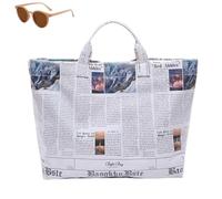 Generico Women's Letters Print Tote Bag, Fashion Newspaper Pattern Trending Handbag, Large Capacity Pvc Waterproof Top Handle Bag