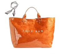 Generico Women's Letters Print Tote Bag,PVC Trendy Tote for Women,Trendy Plastic Tote Bag,Clear Hobo Handbag (G)