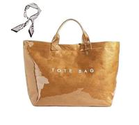 Generico Women's Letters Print Tote Bag,PVC Trendy Tote for Women,Trendy Plastic Tote Bag,Clear Hobo Handbag (D)
