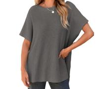Generico Womens Loose-Fit Crewneck Knit Pullover Top, Causal Lightweight Tunic Tops Sweaters (Dark Gray,XL)