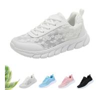 Generico Women's Luxurious Orthopedic Sneakers, Orthopedic Sneakers for Women, Lace Print Hollow Breathable Mesh Shoes, with Arch Support (White,41)