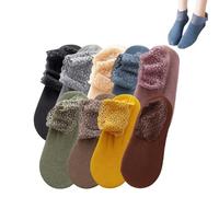 Generico Women's Non-Slip Thermal Lace Ankle Socks - Thick Ruffle Socks for Home Floor, Cute Kawaii Fall Winter (9pcs)