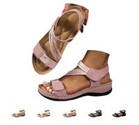 Generico Womens Orthopedic Wedge Sandals 2026 Arch Support Wide Width Adjustable Ankle Strap Hook & Loop Open Toe Platform Comfortable Walking Casual Dressy Summer Beach Shoes (pink,40)