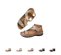 Generico Womens Orthopedic Wedge Sandals 2026 Arch Support Wide Width Adjustable Ankle Strap Hook & Loop Open Toe Platform Comfortable Walking Casual Dressy Summer Beach Shoes (khaki,39)