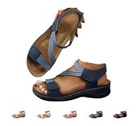 Generico Womens Orthopedic Wedge Sandals 2026 Arch Support Wide Width Adjustable Ankle Strap Hook & Loop Open Toe Platform Comfortable Walking Casual Dressy Summer Beach Shoes (blue,36)