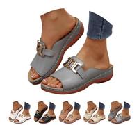 Generico Women's Orthopedic Wedge Sandals Arch Support Slip On Platform Slides Wide Width Open Toe Cushioned Comfortable Beach Casual Walking Mules (gray,37)