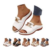 Generico Women's Orthopedic Wedge Sandals Arch Support Slip On Platform Slides Wide Width Open Toe Cushioned Comfortable Beach Casual Walking Mules (white,39)