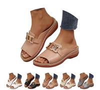 Generico Women's Orthopedic Wedge Sandals Arch Support Slip On Platform Slides Wide Width Open Toe Cushioned Comfortable Beach Casual Walking Mules (lotus pink,36)