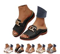 Generico Women's Orthopedic Wedge Sandals Arch Support Slip On Platform Slides Wide Width Open Toe Cushioned Comfortable Beach Casual Walking Mules (black,43)