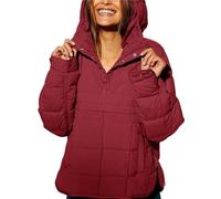 Generico Women's Oversized Hooded Puffer Jacket, Quilted Jacket for Women, Pullover Puffer jacket womens, Quilted Puffer Pullover women (Wine Red,3XL)
