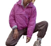 Generico Women's Oversized Hooded Puffer Jacket, Quilted Jacket for Women, Pullover Puffer jacket womens, Quilted Puffer Pullover women (Rose Red,3XL)