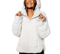 Generico Womens Oversized Puffer Jacket, Quilted Dolman Hoodies Pullover Packable, Autumn and Winter Wear, Lightweight versatile (White,L)