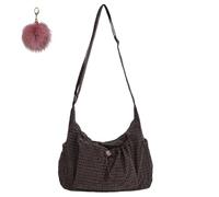 Generico Women's Plaid Casual Shoulder Bag,Lightweight Soft Checkered Crossbody Bag,Trendy Large Capacity Canvas Zipper Handbag