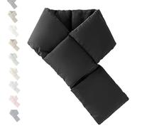 Generico Womens Puffer Scarf, Winter Warm Solid Color Fluffy Scarf, Lightweight Neckwarmer Solid Color Neck Wrap for Winter (Black)