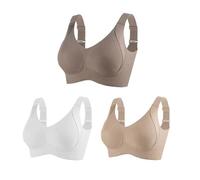 Generico Women's Ribbed Push Up Adjustable Wireless Bra, Womens Four Rows Adjustable Bras, Adjustable Padded Everyday Bra (3pcs-A,12XL)