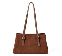 Generico Women's Slouchy Vintage Suede Tote Bag,Slouchy Shoulder Purse with Top Handle,Trendy Underarm Bag for Fall & Winter (Brown)