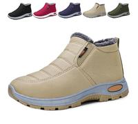 Generico Women's Snow Boots Warm Sheepskin-Lined Boots, Winter Ankle Comfortable Slip on Short Snow Fur Lined Boots (Khaki,39)