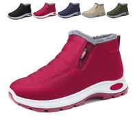Generico Women's Snow Boots Warm Sheepskin-Lined Boots, Winter Ankle Comfortable Slip on Short Snow Fur Lined Boots (Red,37)