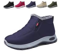 Generico Women's Snow Boots Warm Sheepskin-Lined Boots, Winter Ankle Comfortable Slip on Short Snow Fur Lined Boots (Blue,38)