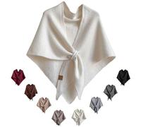 Generico Women's Solid Color Shawl,Knitted Shawl Wraps,Wrap Cardigan Cape Shoulder Top Triangle Sweater Scarf (White)