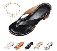 Generico Women's Solid Color Summer Chunky Heel Sandals, Slip on Open Toe Square Toe Comfortable Heeled Sandals, Square Shoes Wedges for Women Heeled (Black,37)